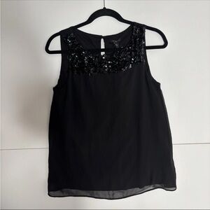 Ann Taylor Black Sleeveless Blouse with Sequin Detail